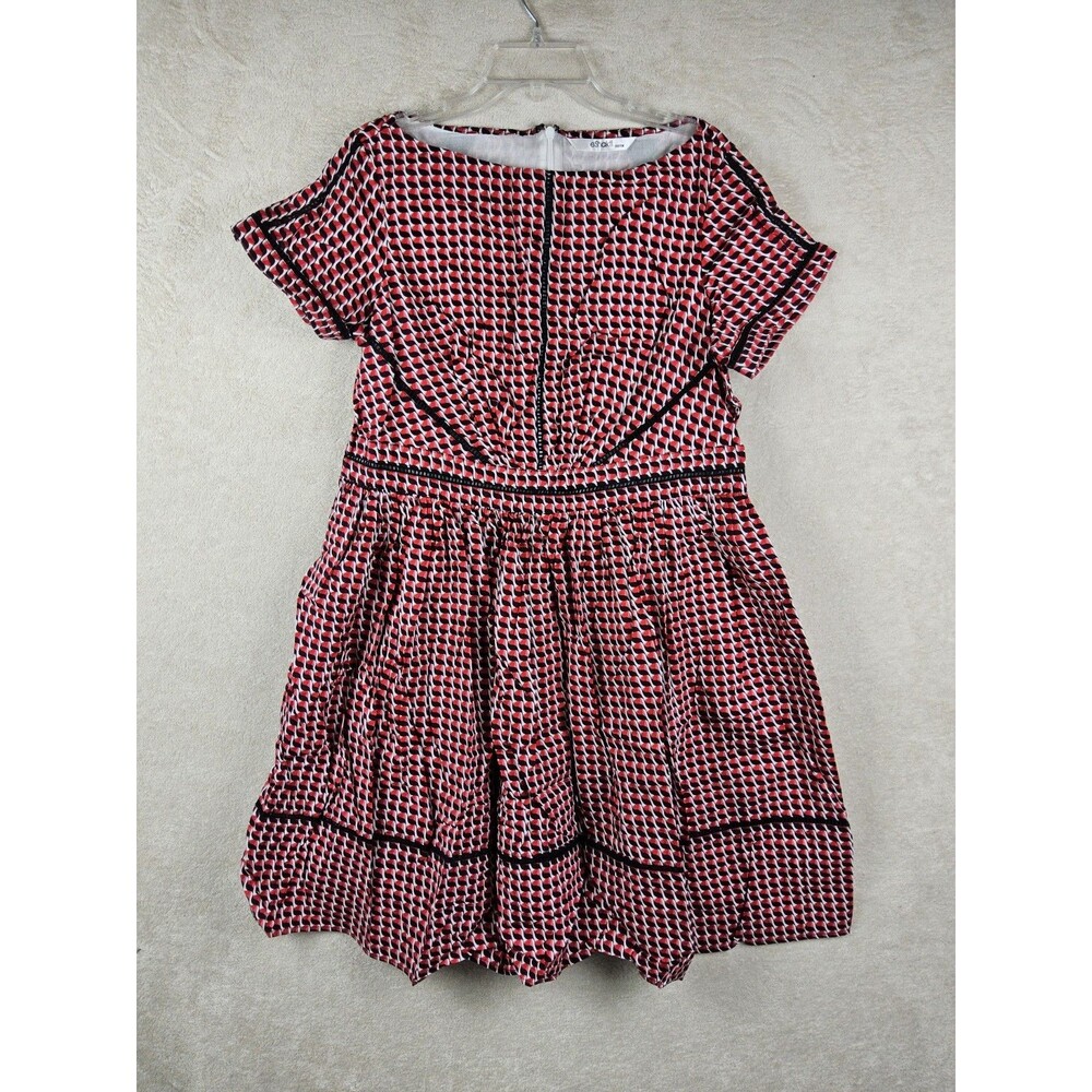 eShakti Custom Women's Short Sleeve Fit Flare Dress Size L